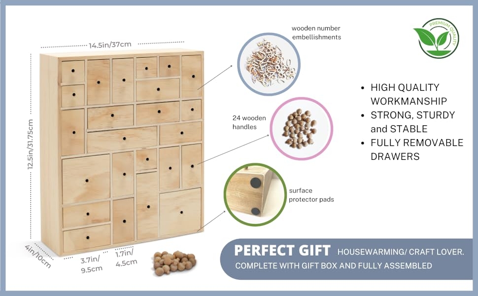 DIY wooden storage organizer with drawers includes numbers, handles and surface protectors