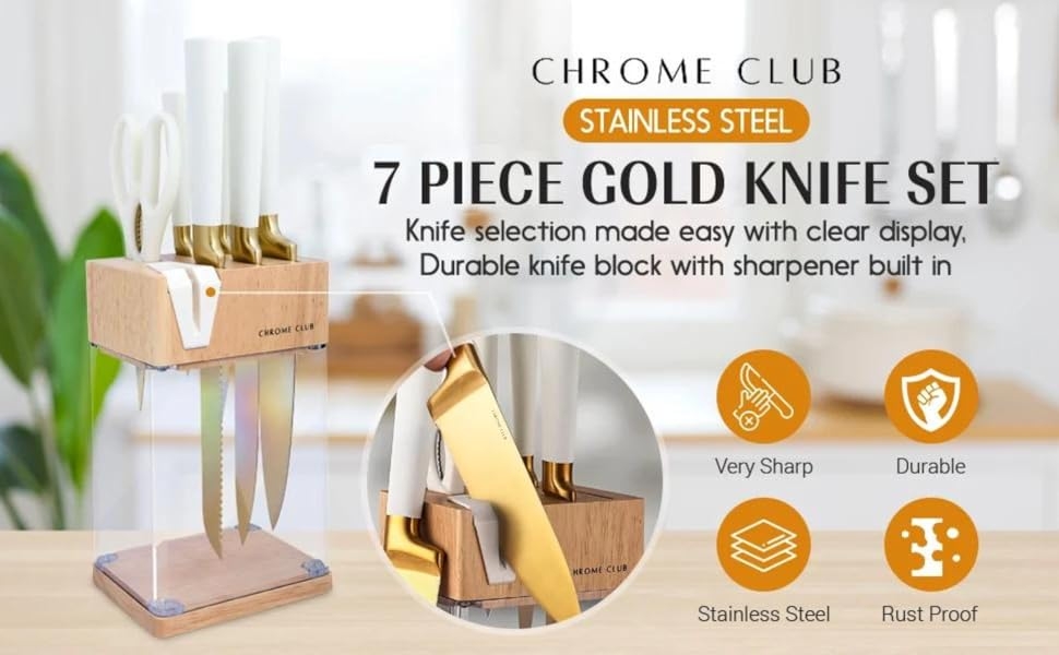 7 piece knife set with sharpener